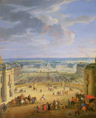 Perspektiv udsigt fra slottet i Versailles på Place d